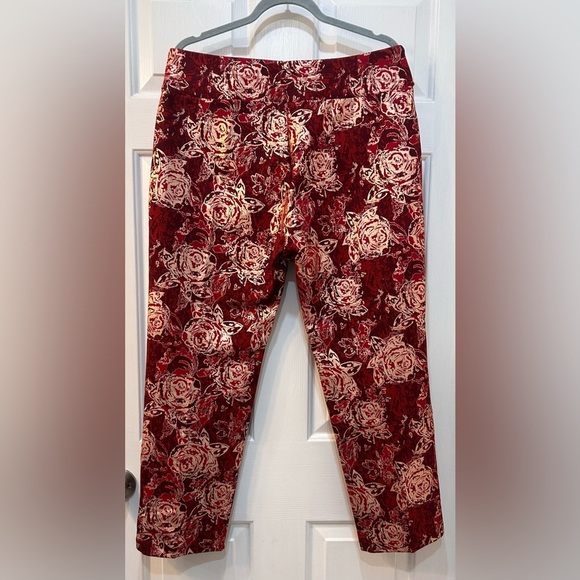 Soft Surroundings Red Gold Metallic Pull On Pants Sz XL Pet Holiday Office Party - Picture 2 of 8